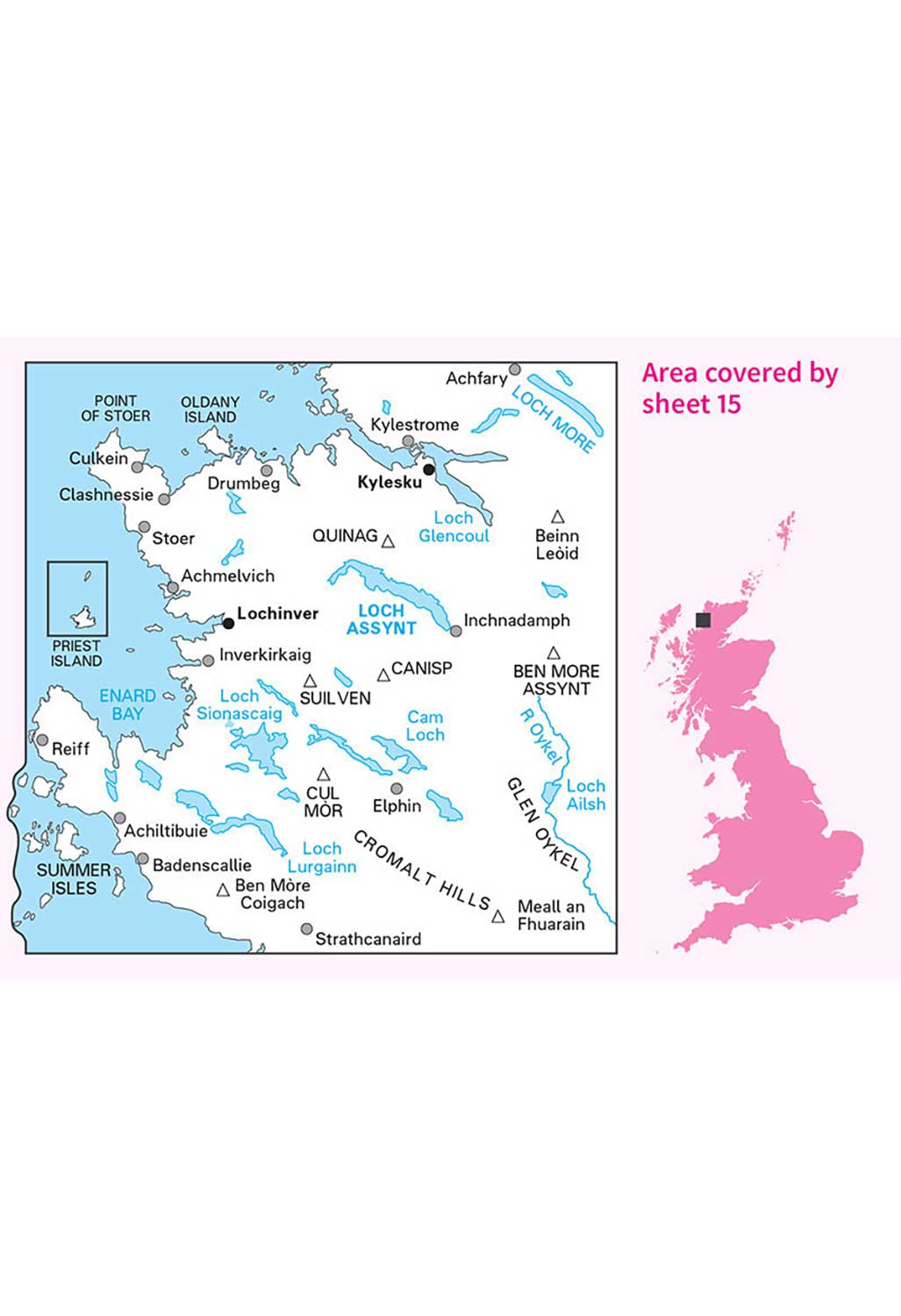 Ordnance Survey Loch Assynt, Lochinver & Kylesku - Landranger 15 Map