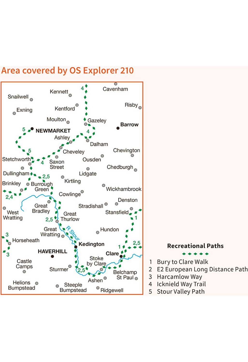 Ordnance Survey Newmarket & Haverhill - OS Explorer 210 Map