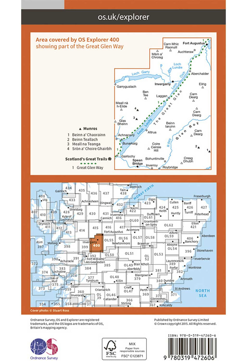 Ordnance Survey Loch Lochy & Glen Roy - OS Explorer Active 400 Map 0