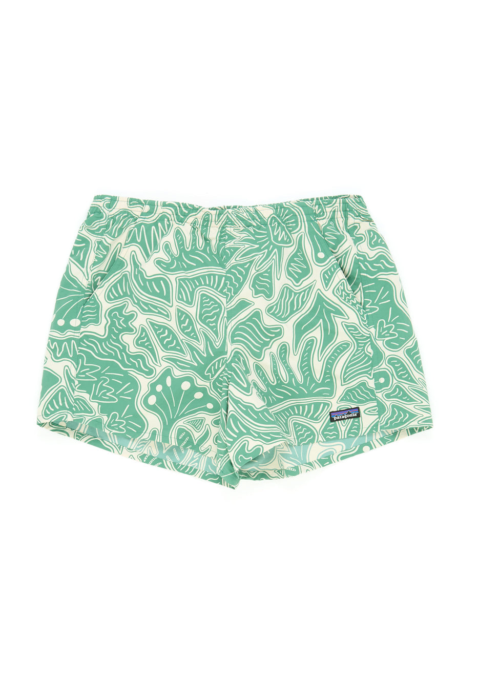 Patagonia Women's Baggies 5" Shorts - Bees and Flowers: Heartleaf Green