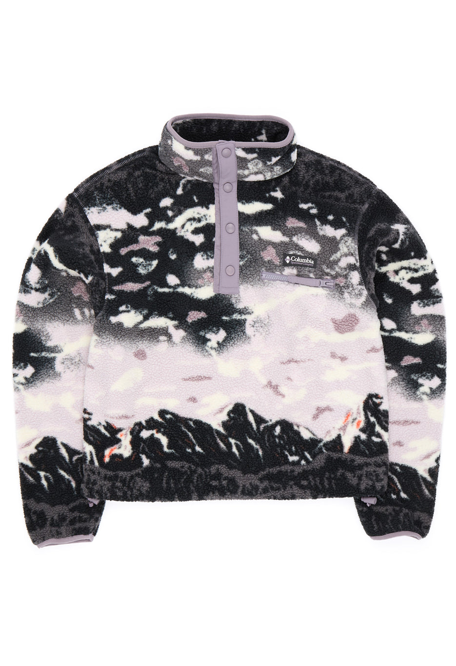 Columbia Women's Helvetia Printed Cropped Half Snap Fleece - Shale Purple Sisters, Shale Purple
