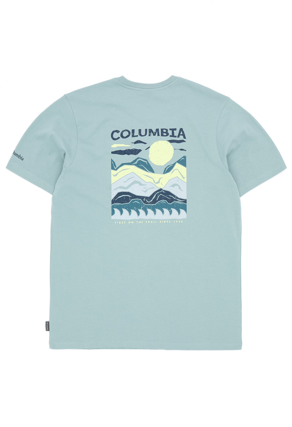 Columbia Men's Explorers Canyon Back Print T-Shirt - Crushed Blue, Peaks And Waves