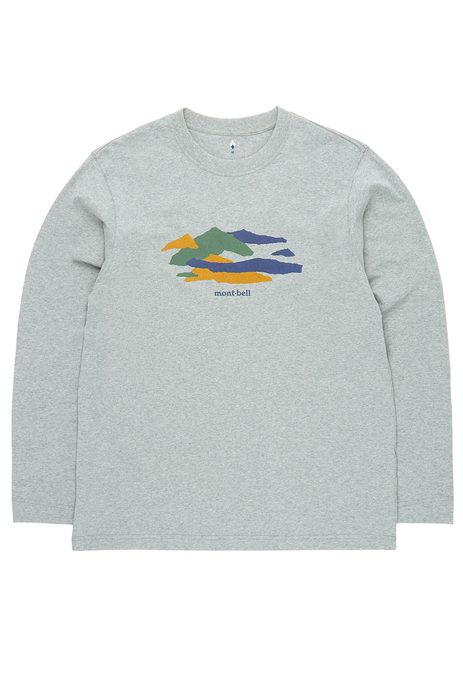 Montbell Men's Pear Skin Cotton Long Sleeve Mountains T-Shirt - Light Grey