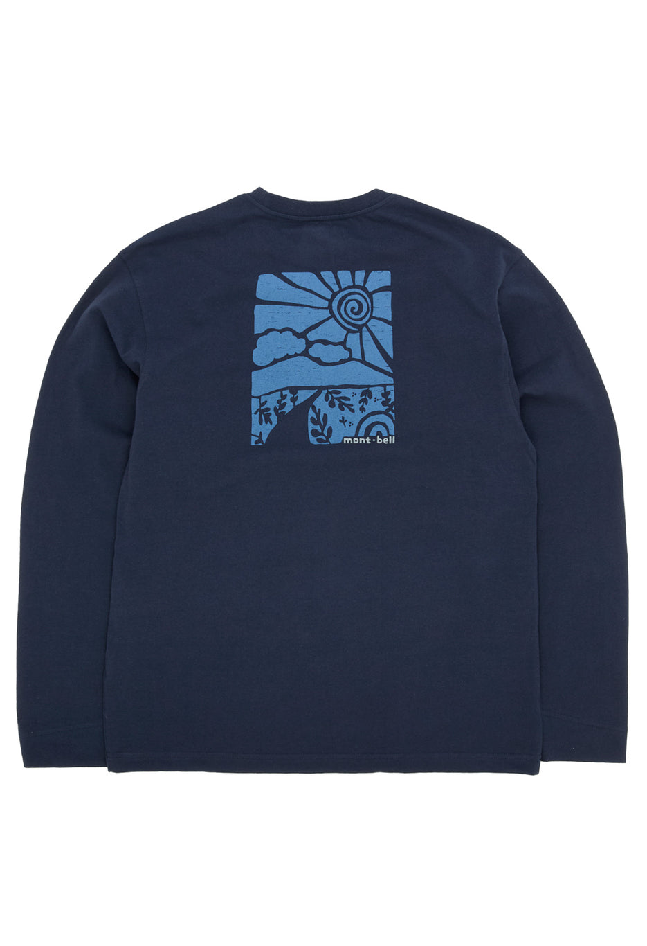 Montbell Men's Pear Skin Cotton Long Sleeve Road To The Mountains T-Shirt - Navy