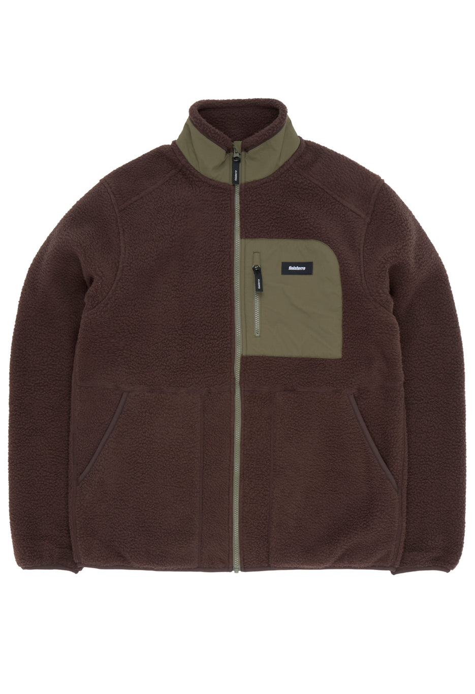 Finisterre Men's Bolster Fleece Full Zip - Burnt Umber / Olive