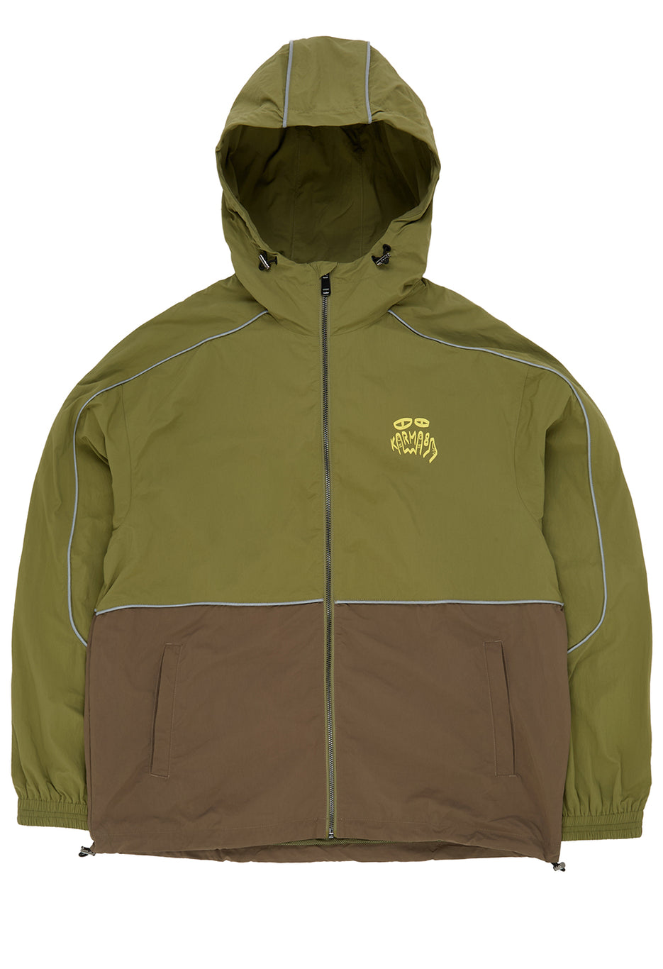 Karma8a Piping Windbreaker - Green / Brown