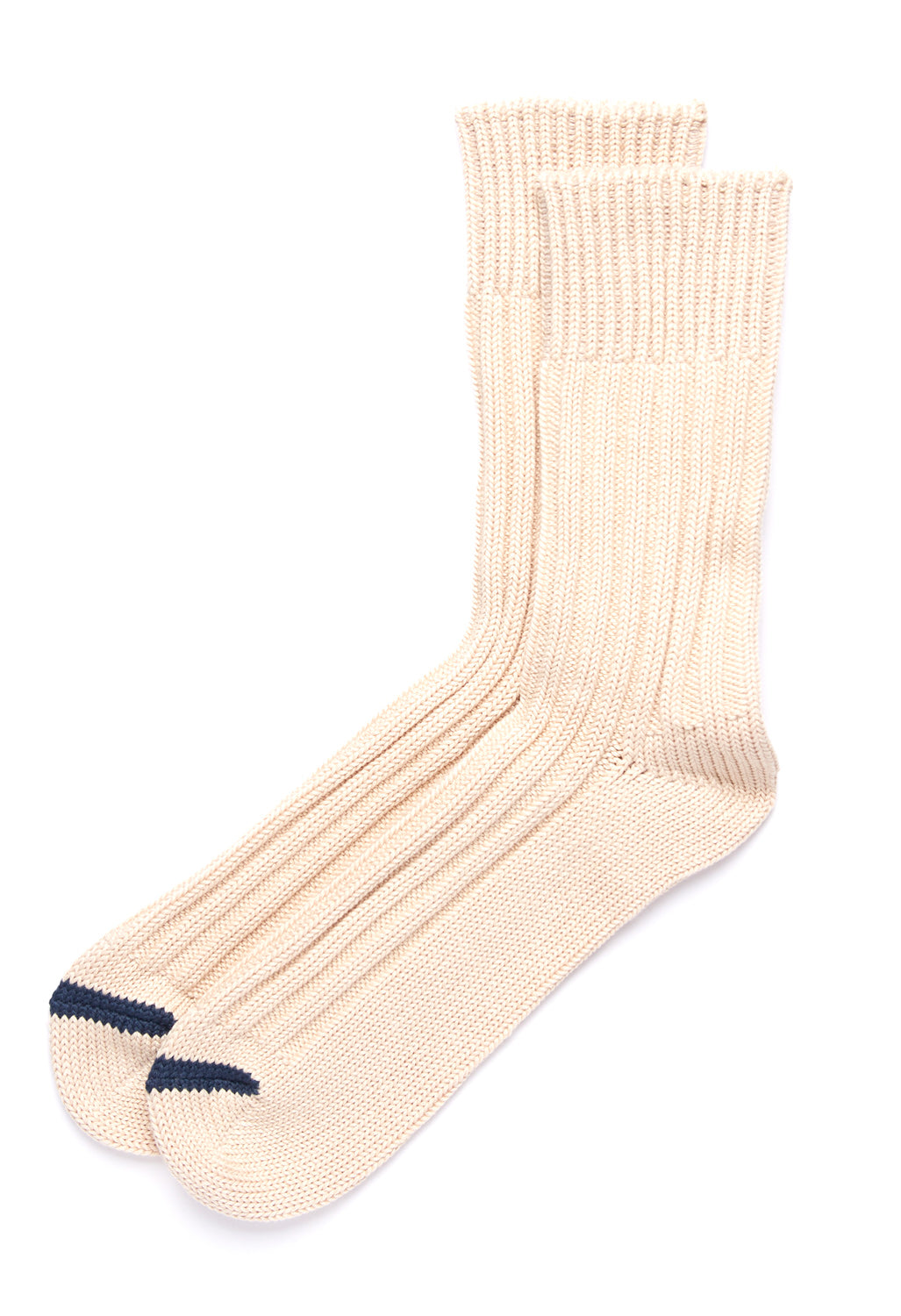 ROTOTO Chunky Ribbed Crew Socks - Raw Beige/Dark Blue – Outsiders Store UK