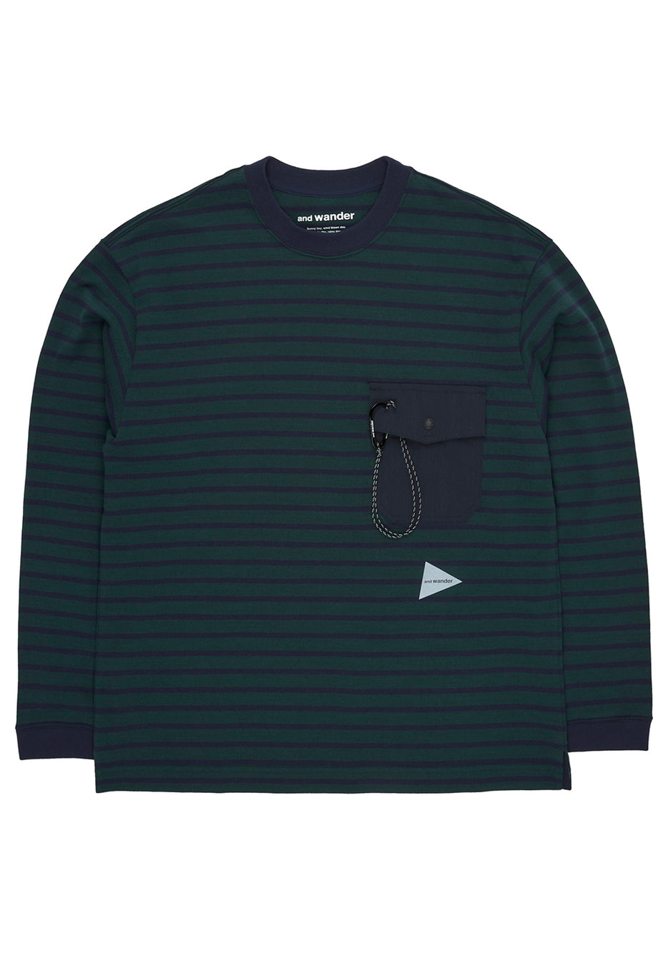 and wander Men's Stripe Pocket Long Sleeved Tee - Green