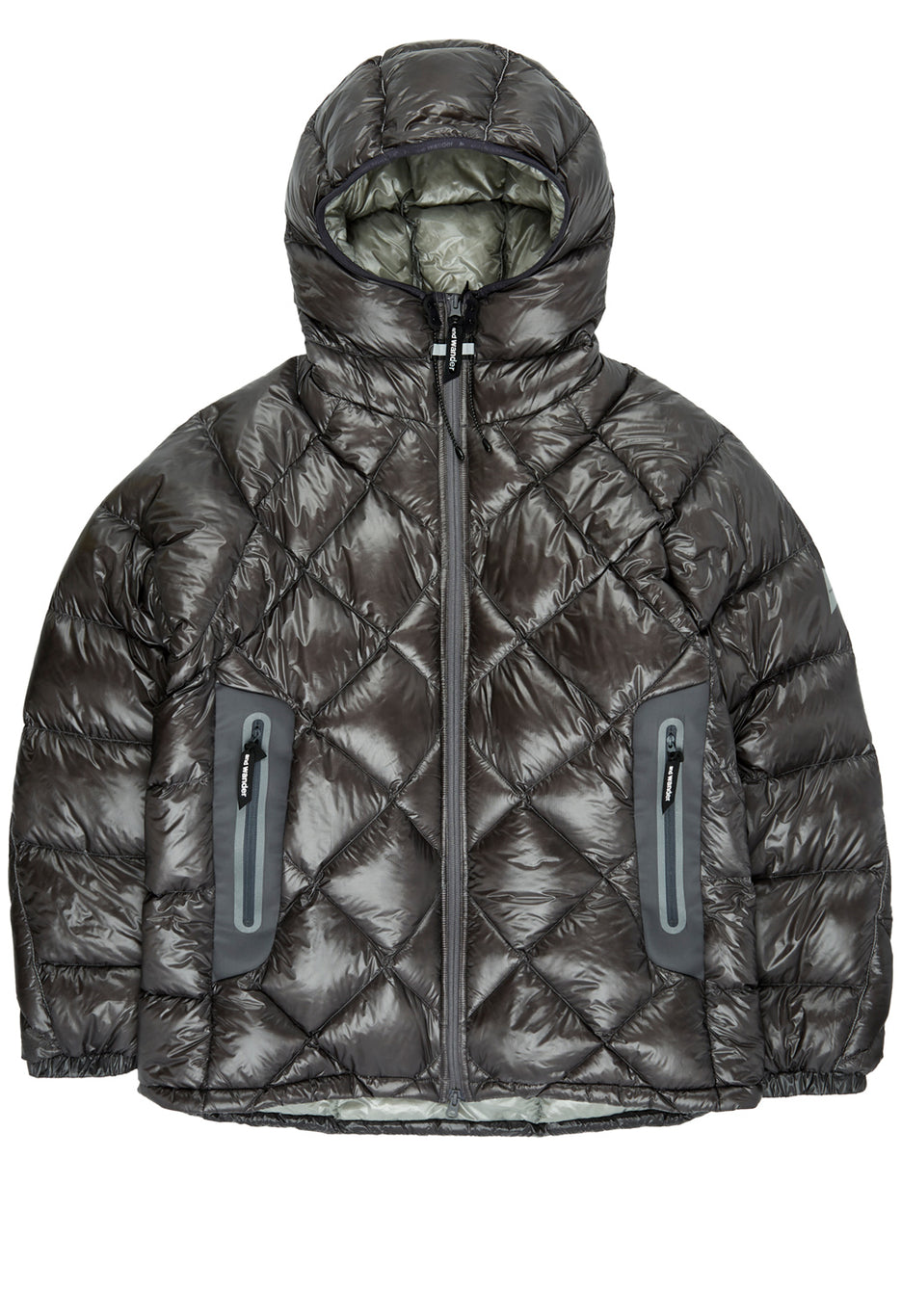 and wander Diamond Stitch Down Hoodie - Gray