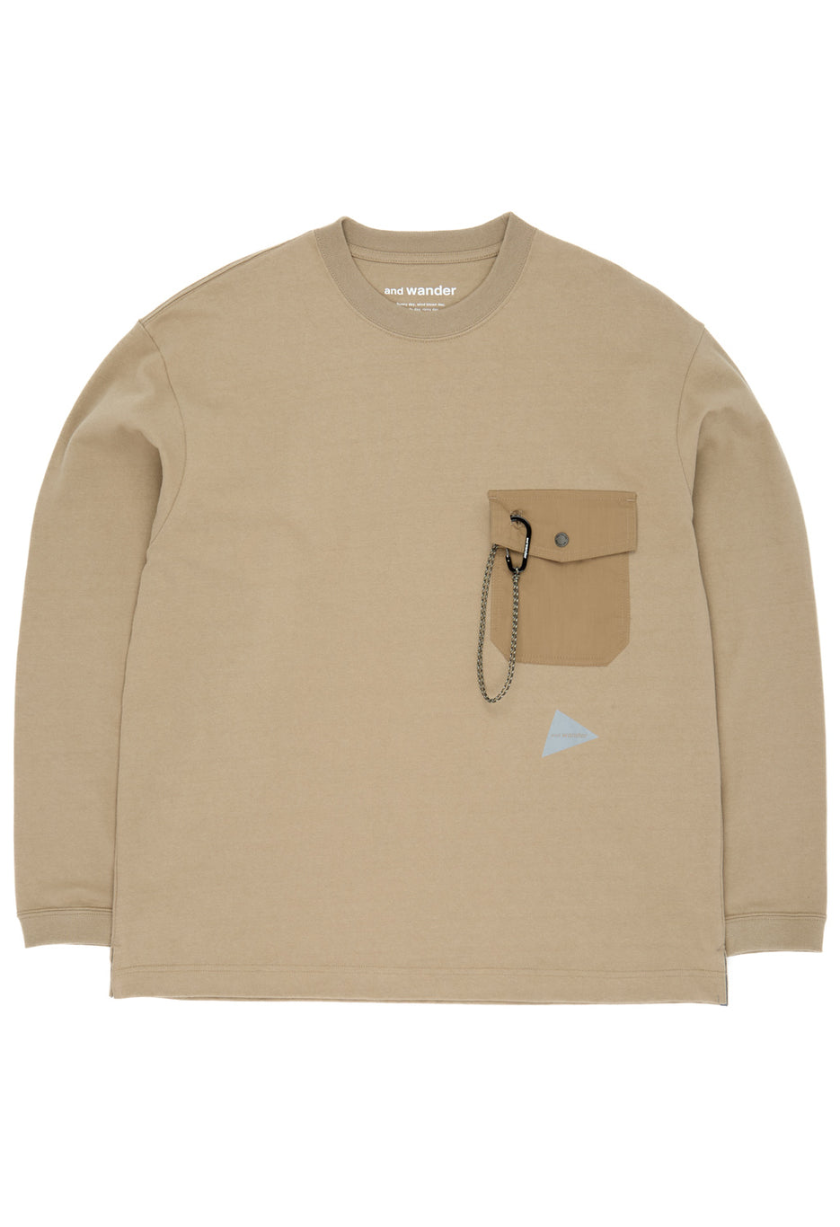 and wander Heavy Cotton Pocket Long Sleeve Tee - Light Beige