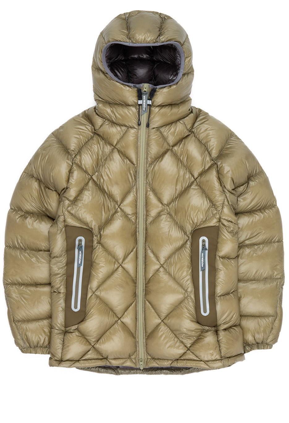and wander Men's Diamond Stitch Down Hoodie - Light Khaki