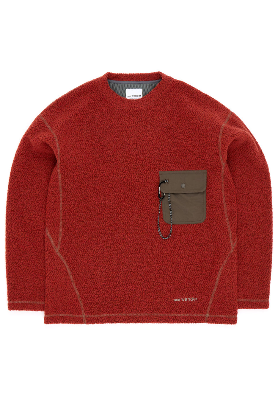 and wander Men's Re Wool JQ Crew Neck Sweatshirt - Red