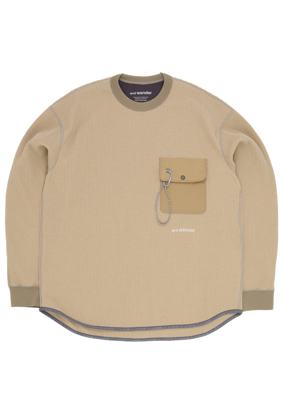 and wander Men's PE Waffle Long Sleeve Tee - Beige