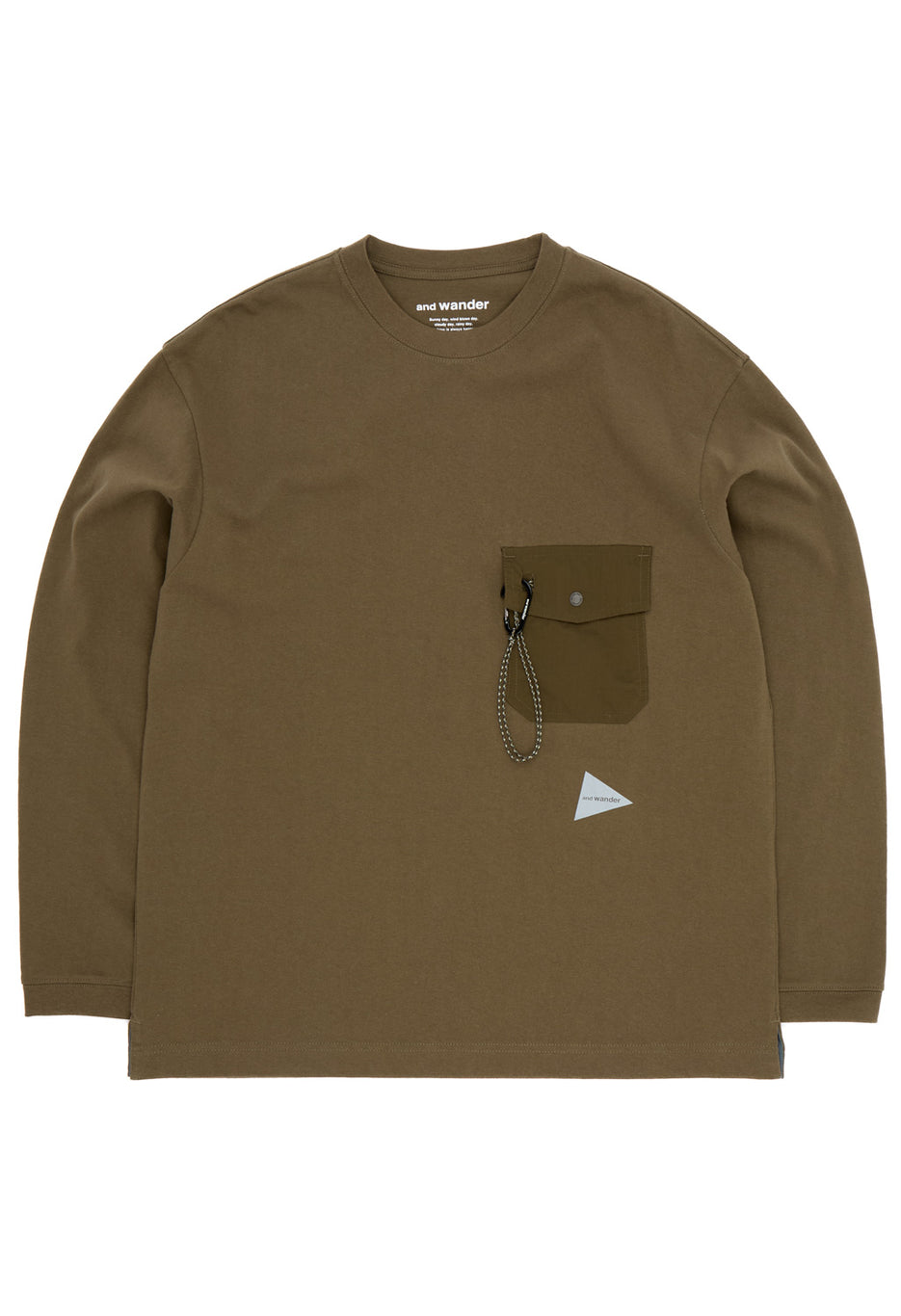 and wander Men's Heavy Cotton Pocket Long Sleeve Tee - Khaki