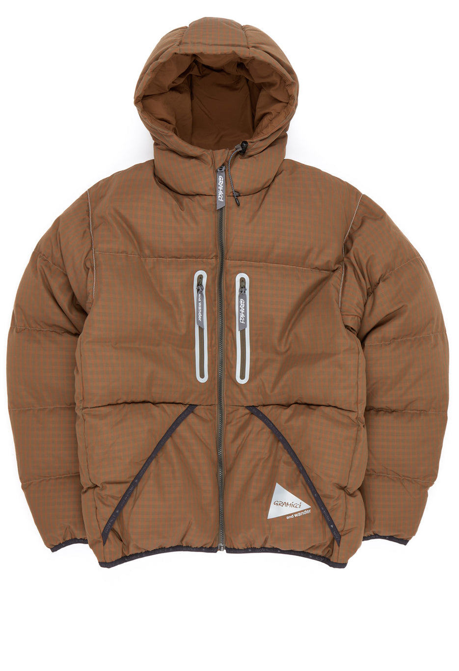 and wander x Gramicci Men's Wool Check Down Jacket - Orange