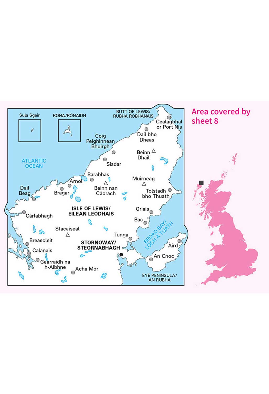 Ordnance Survey Stornoway & North Lewis - Landranger 8 Map