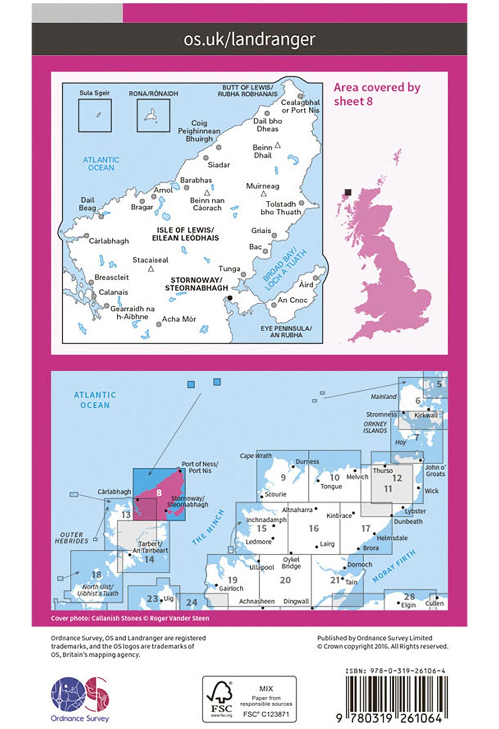 Ordnance Survey Stornoway & North Lewis - Landranger 8 Map