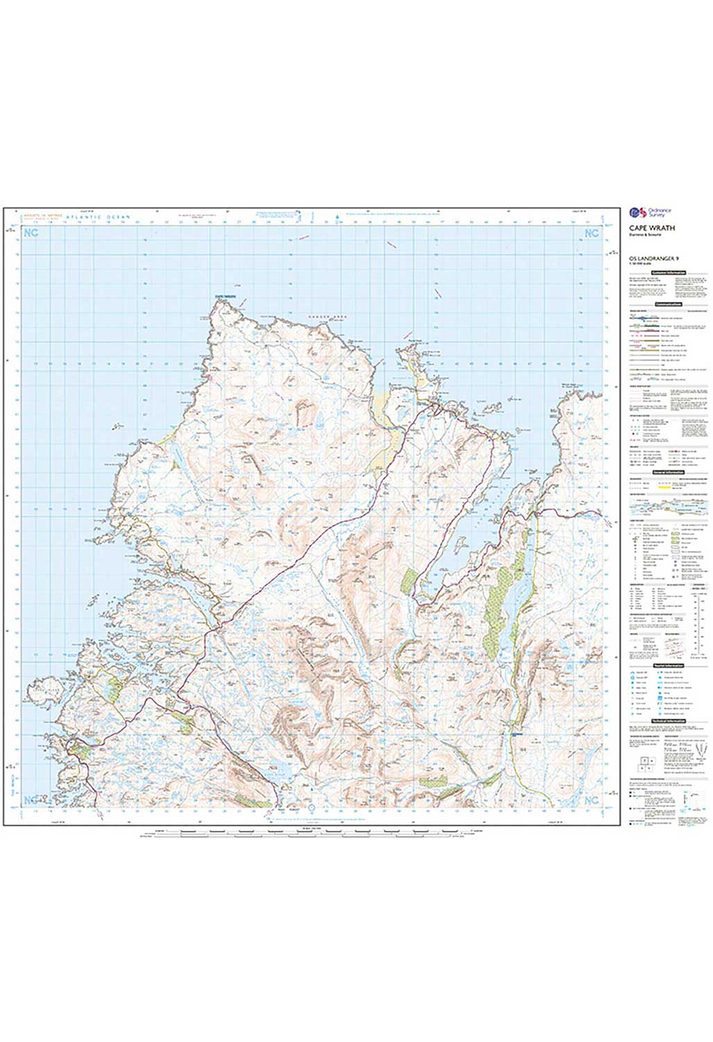 Ordnance Survey Cape Wrath, Durness & Scourie - Landranger 9 Map