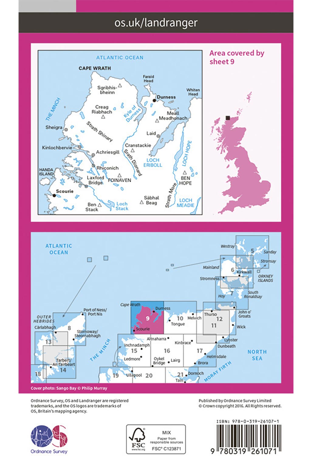 Ordnance Survey Cape Wrath, Durness & Scourie - Landranger 9 Map