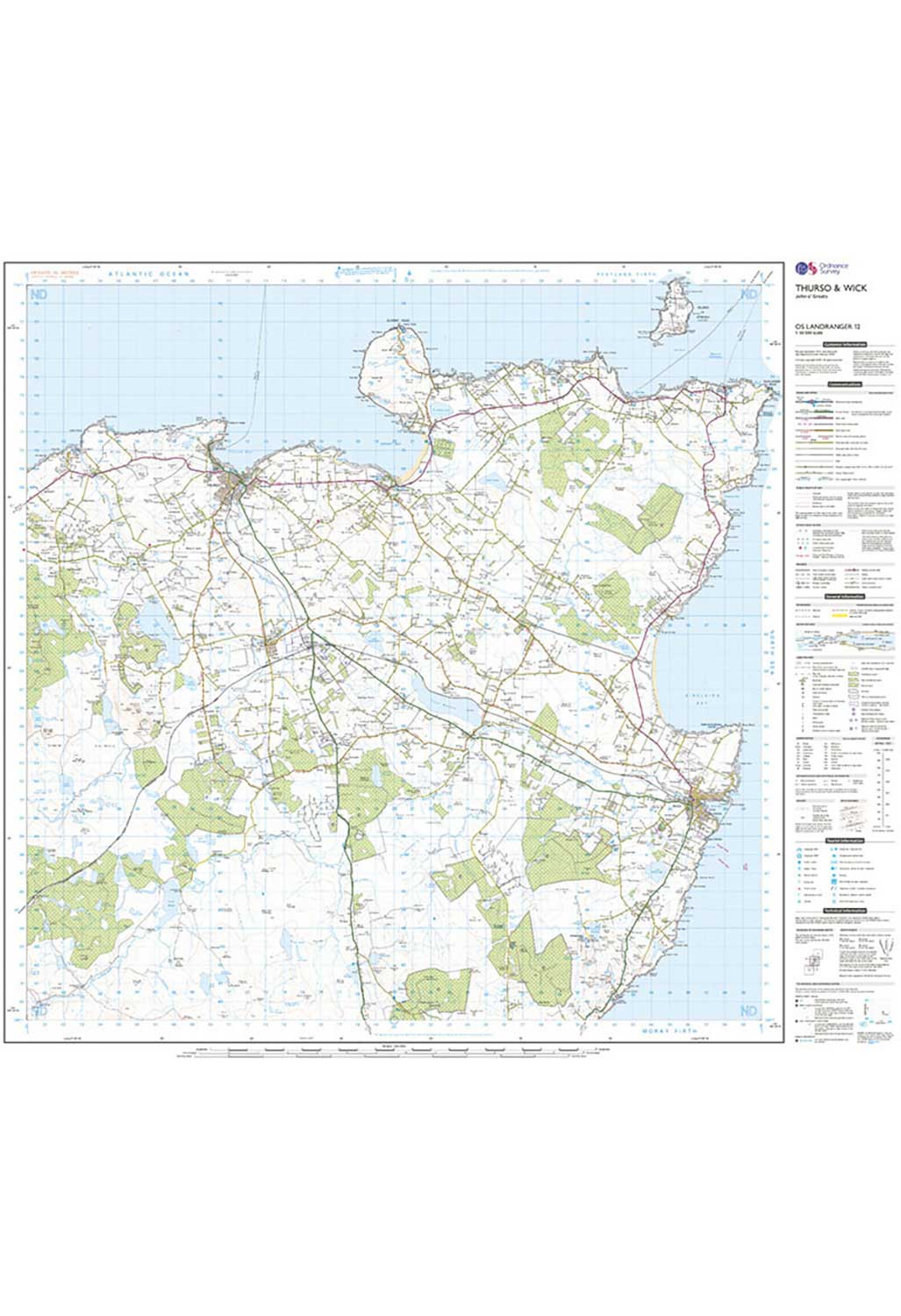 Ordnance Survey Thurso, Wick & John O'Groats - Landranger 12 Map