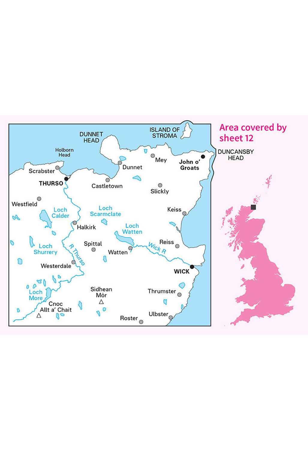 Ordnance Survey Thurso, Wick & John O'Groats - Landranger 12 Map