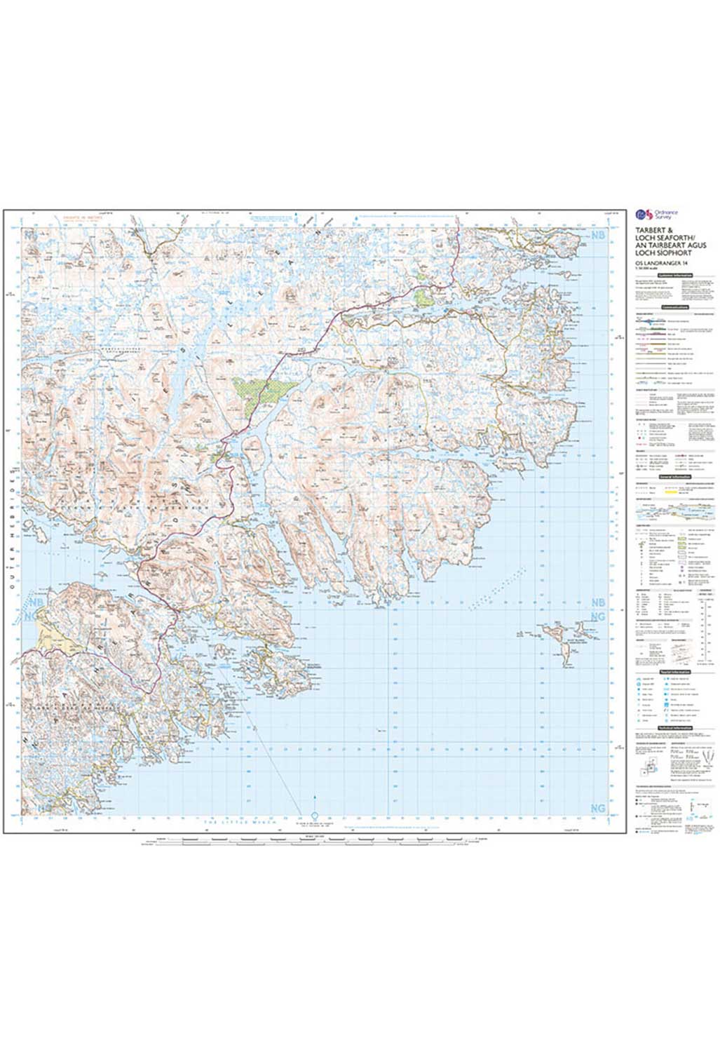 Ordnance Survey Tarbert & Loch Seaforth - Landranger 14 Map
