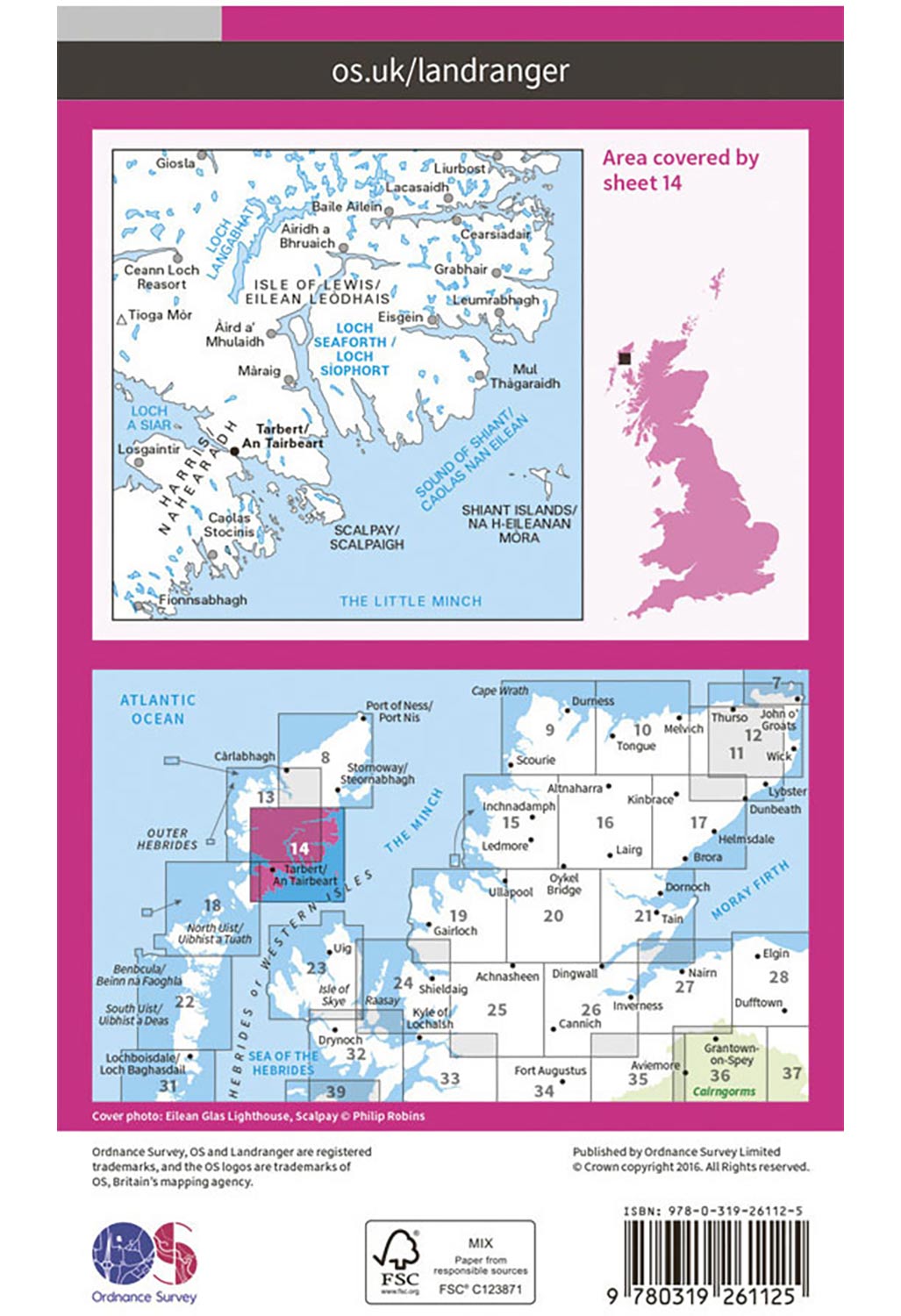 Ordnance Survey Tarbert & Loch Seaforth - Landranger 14 Map