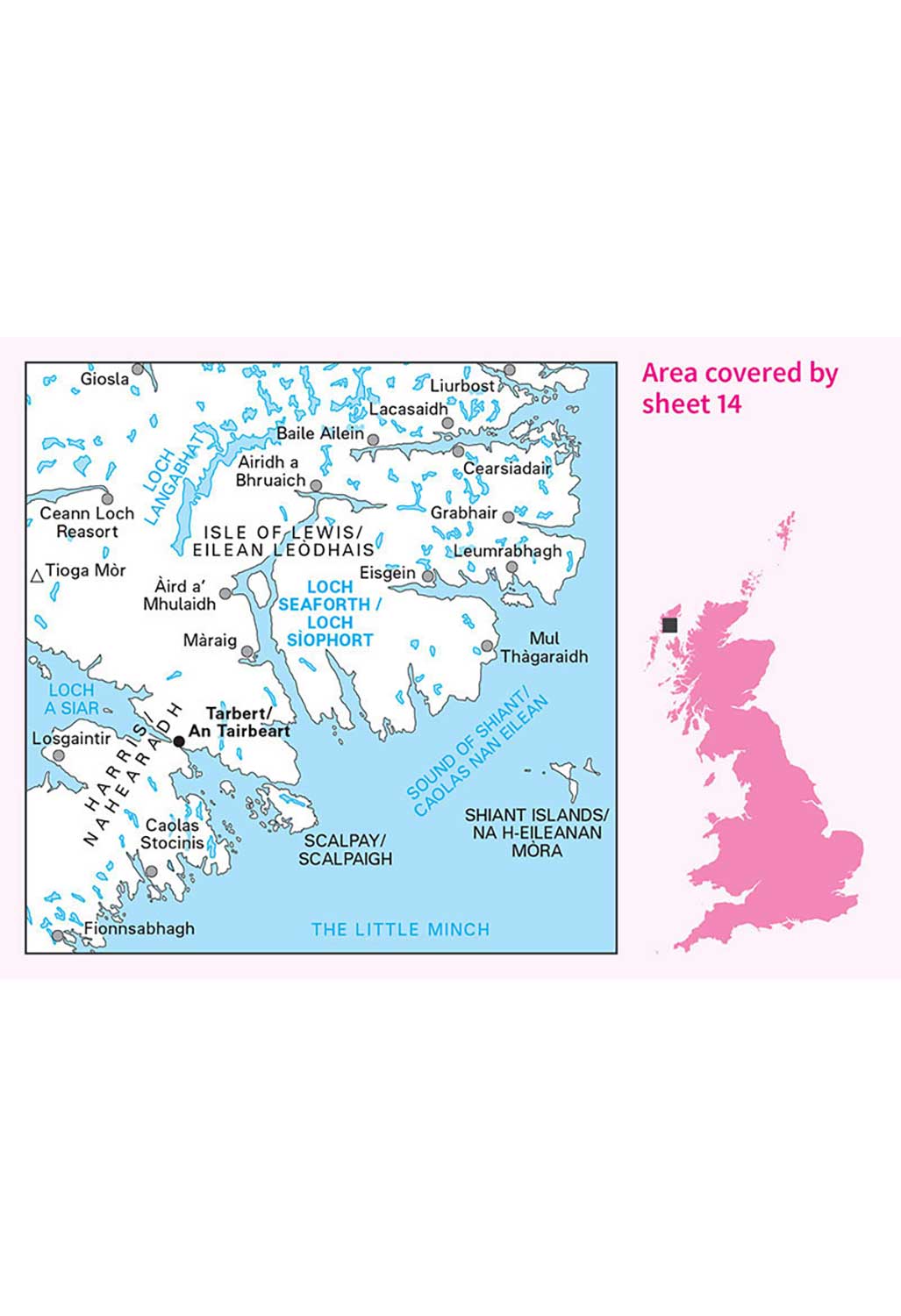 Ordnance Survey Tarbert & Loch Seaforth - Landranger 14 Map
