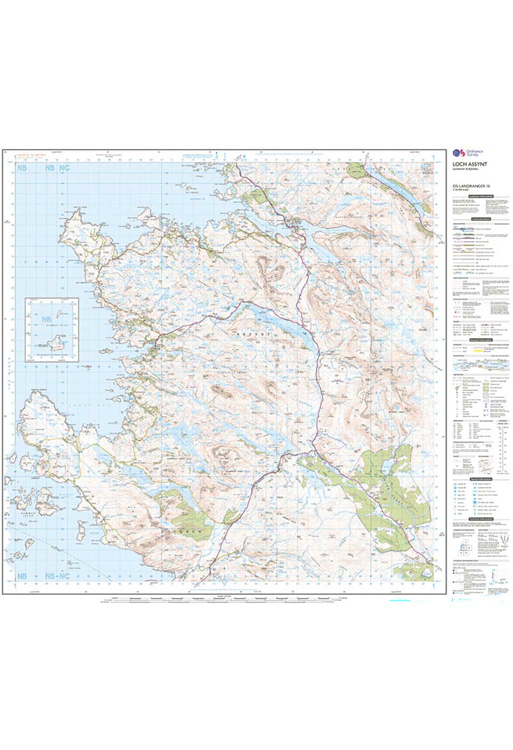 Ordnance Survey Loch Assynt, Lochinver & Kylesku - Landranger 15 Map ...
