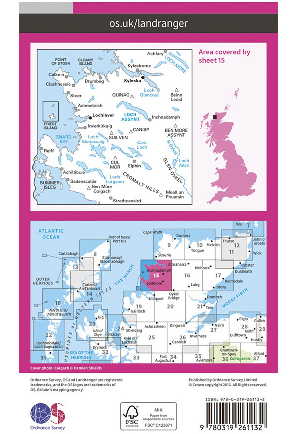 Ordnance Survey Loch Assynt, Lochinver & Kylesku - Landranger 15 Map