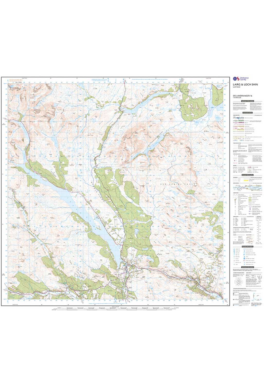 Ordnance Survey Lairg, Loch Shin & Loch Naver - Landranger 16 Map