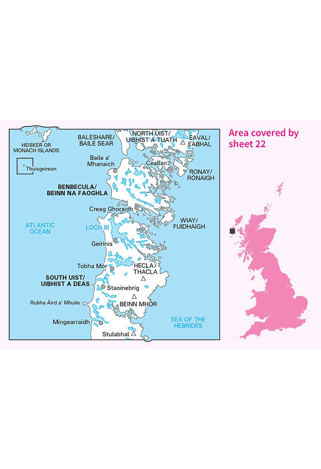 Ordnance Survey Benbecula & South Uist - Landranger 22 Map