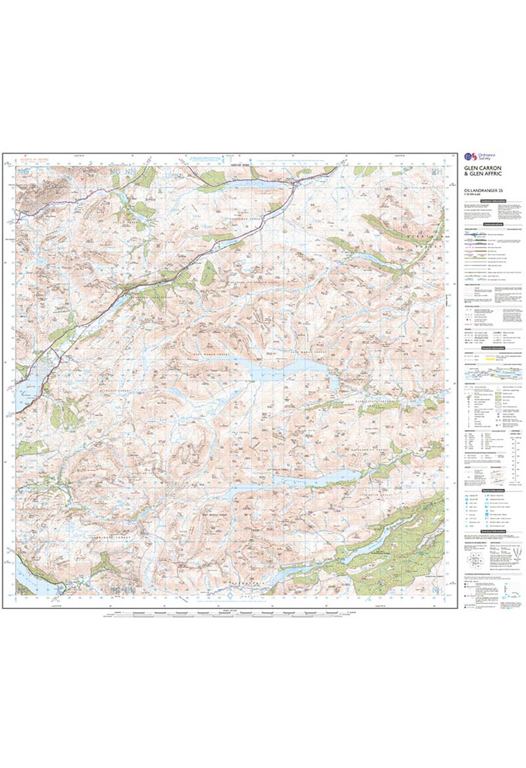 Ordnance Survey Glen Carron & Glen Affric - Landranger 25 Map