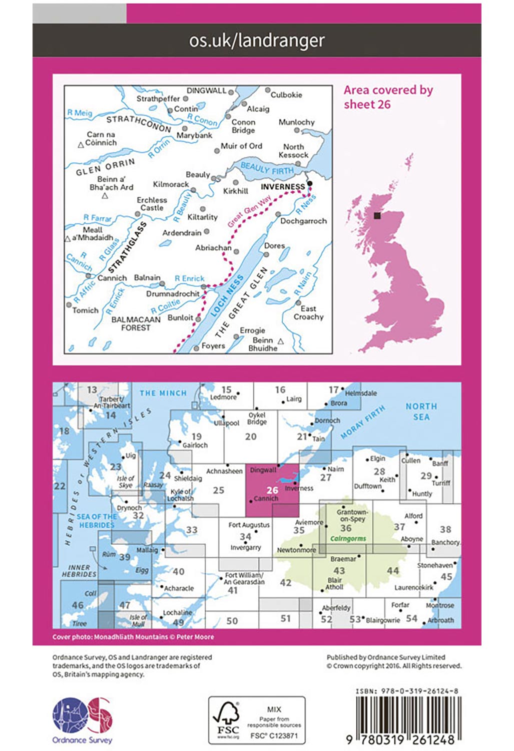 Ordnance Survey Inverness & Loch Ness, Strathglass - Landranger 26 Map