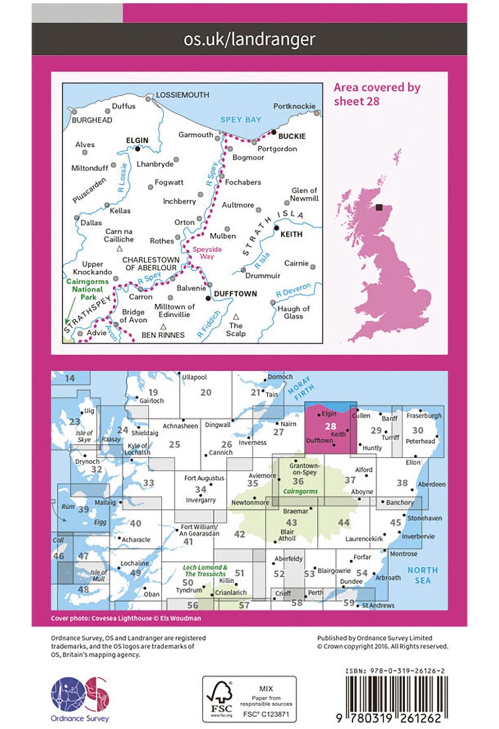 Ordnance Survey Elgin, Dufftown, Buckie & Keith - Landranger 28 Map