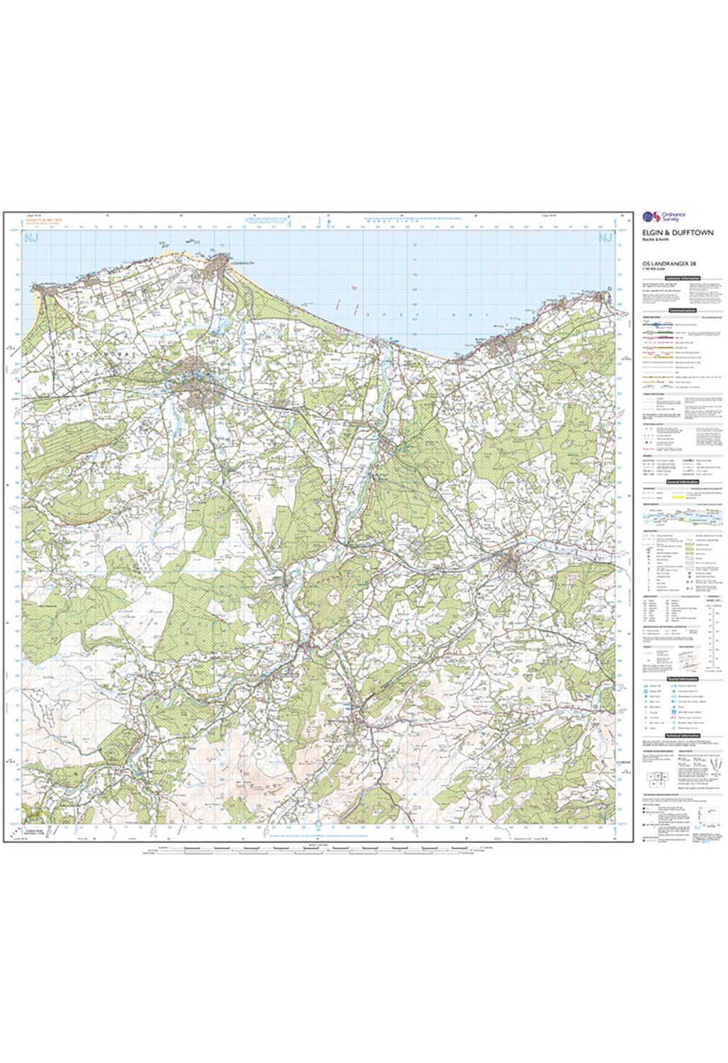 Ordnance Survey Elgin, Dufftown, Buckie & Keith - Landranger 28 Map