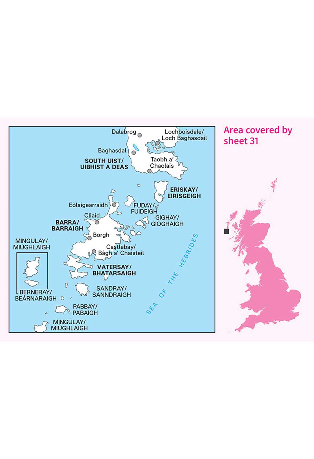 Ordnance Survey Barra, South Uist, Vatersay & Eriskay - Landranger 31 Map