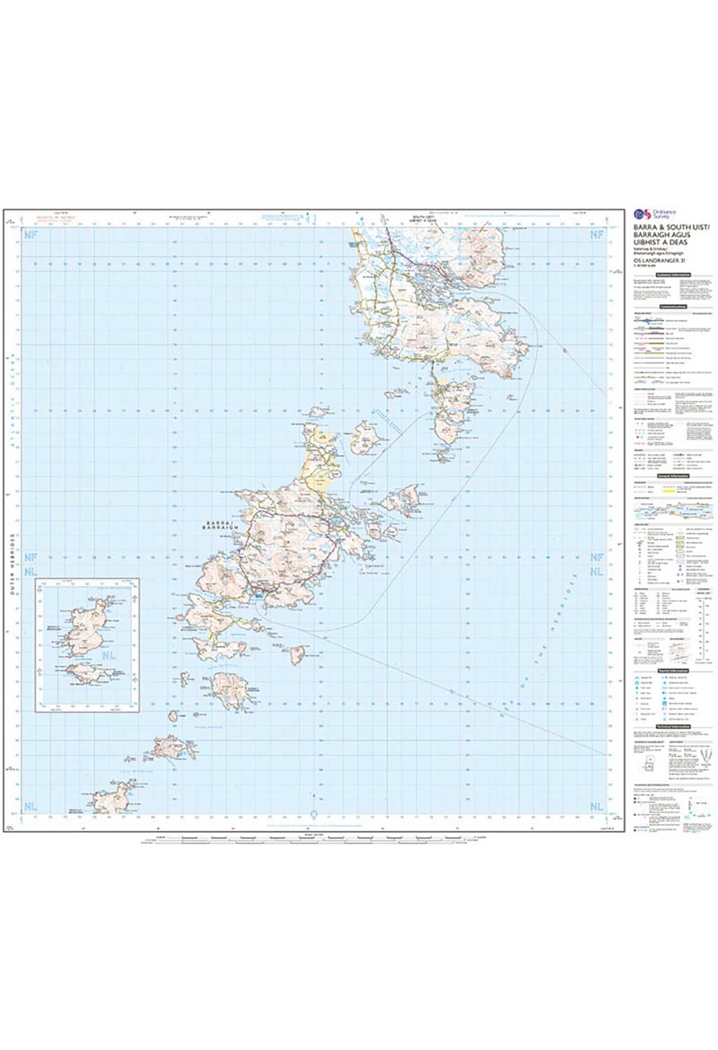 Ordnance Survey Barra, South Uist, Vatersay & Eriskay - Landranger 31 Map