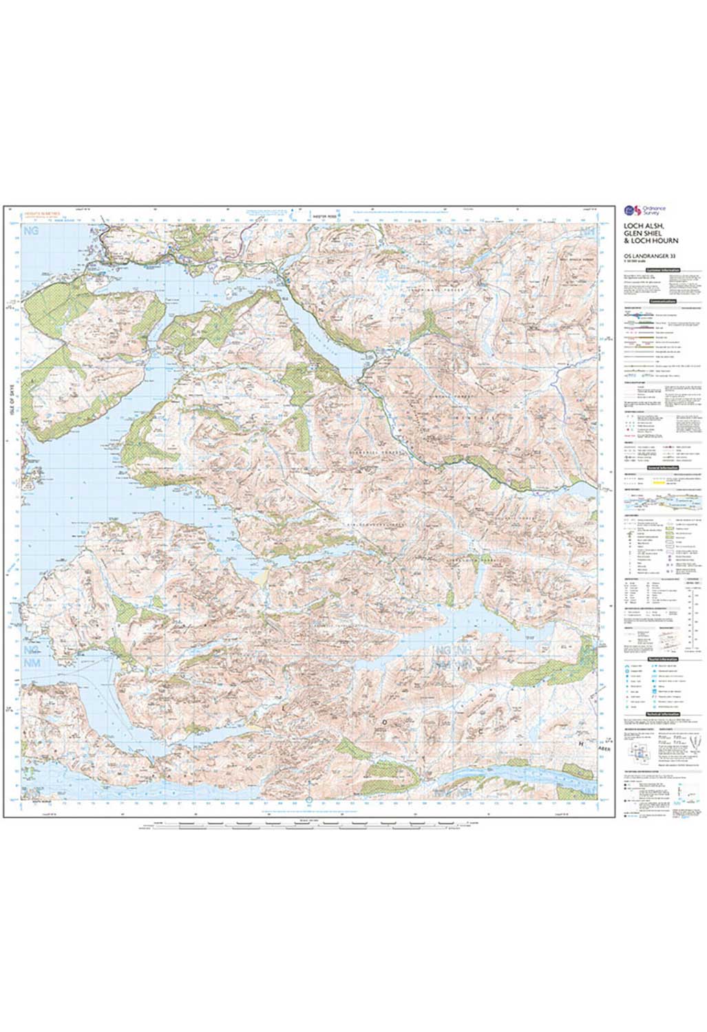 Ordnance Survey Loch Alsh, Glen Shiel & Loch Hourn - Landranger 33 Map