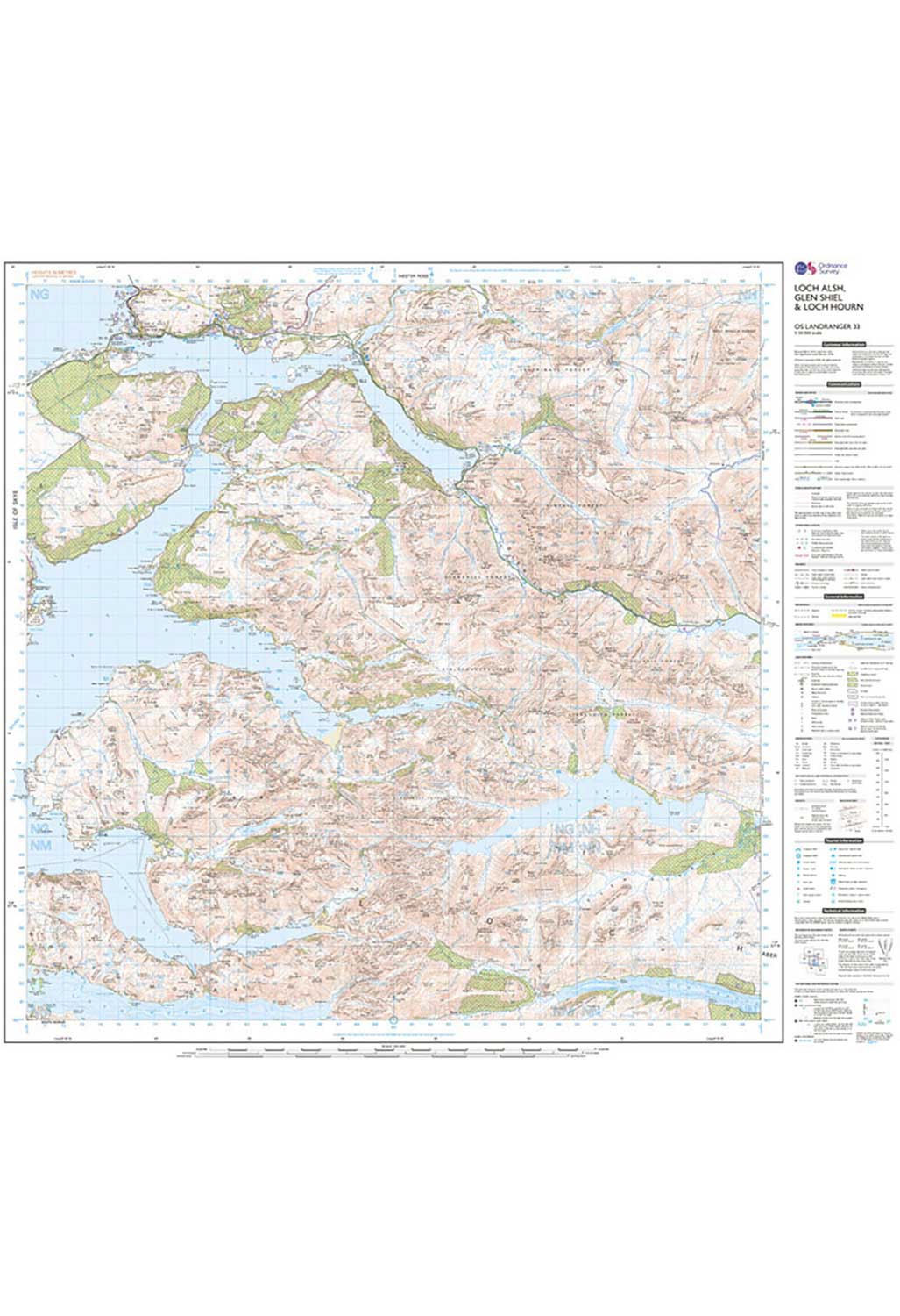 Ordnance Survey Loch Alsh, Glen Shiel & Loch Hourn - Landranger 33 Map ...