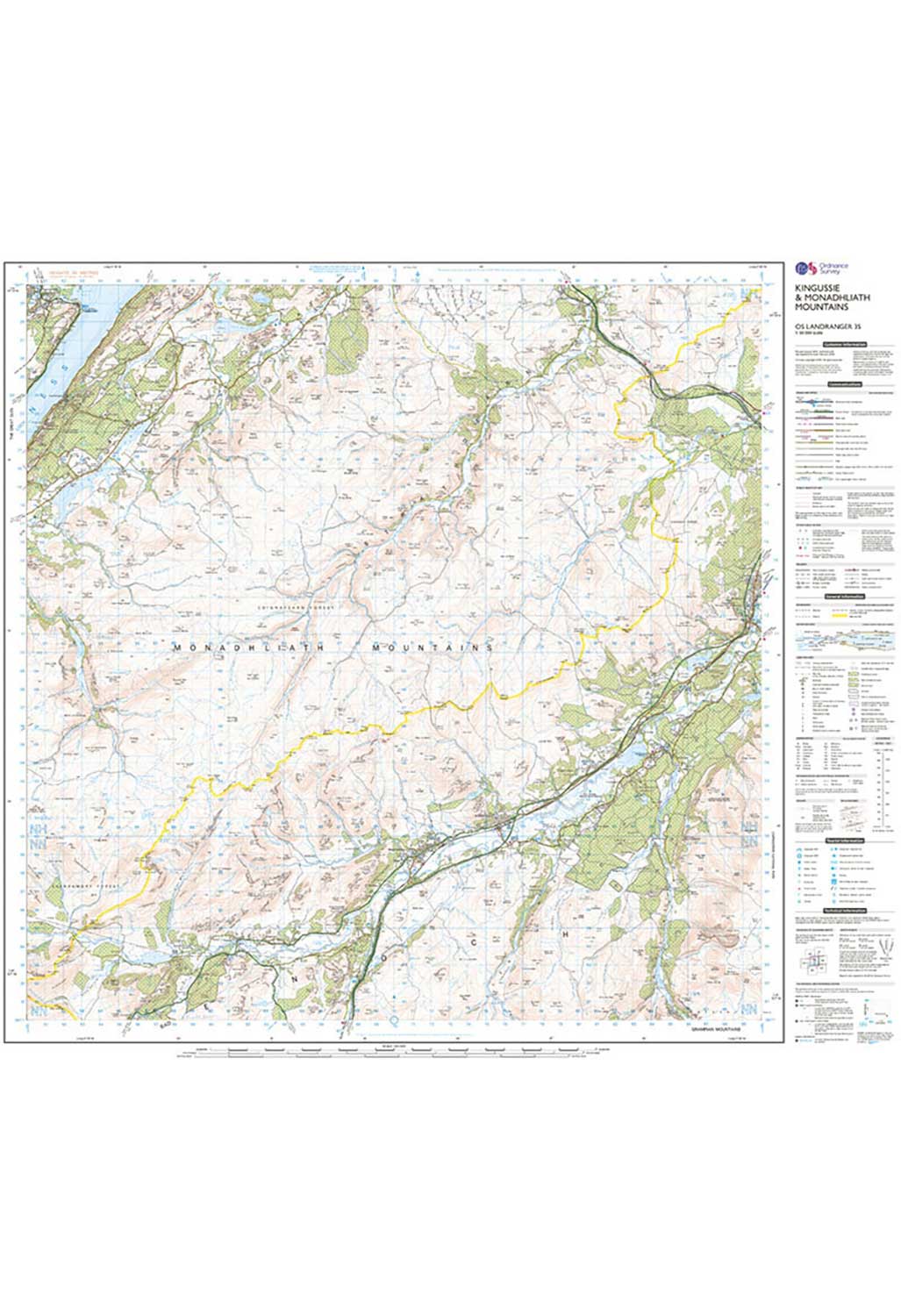 Ordnance Survey Kingussie & Monadhliath Mountains - Landranger 35 Map