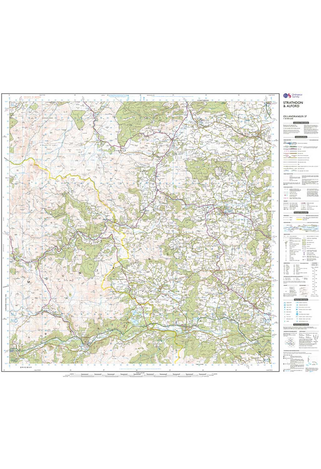 Ordnance Survey Strathdon & Alford - Landranger 37 Map