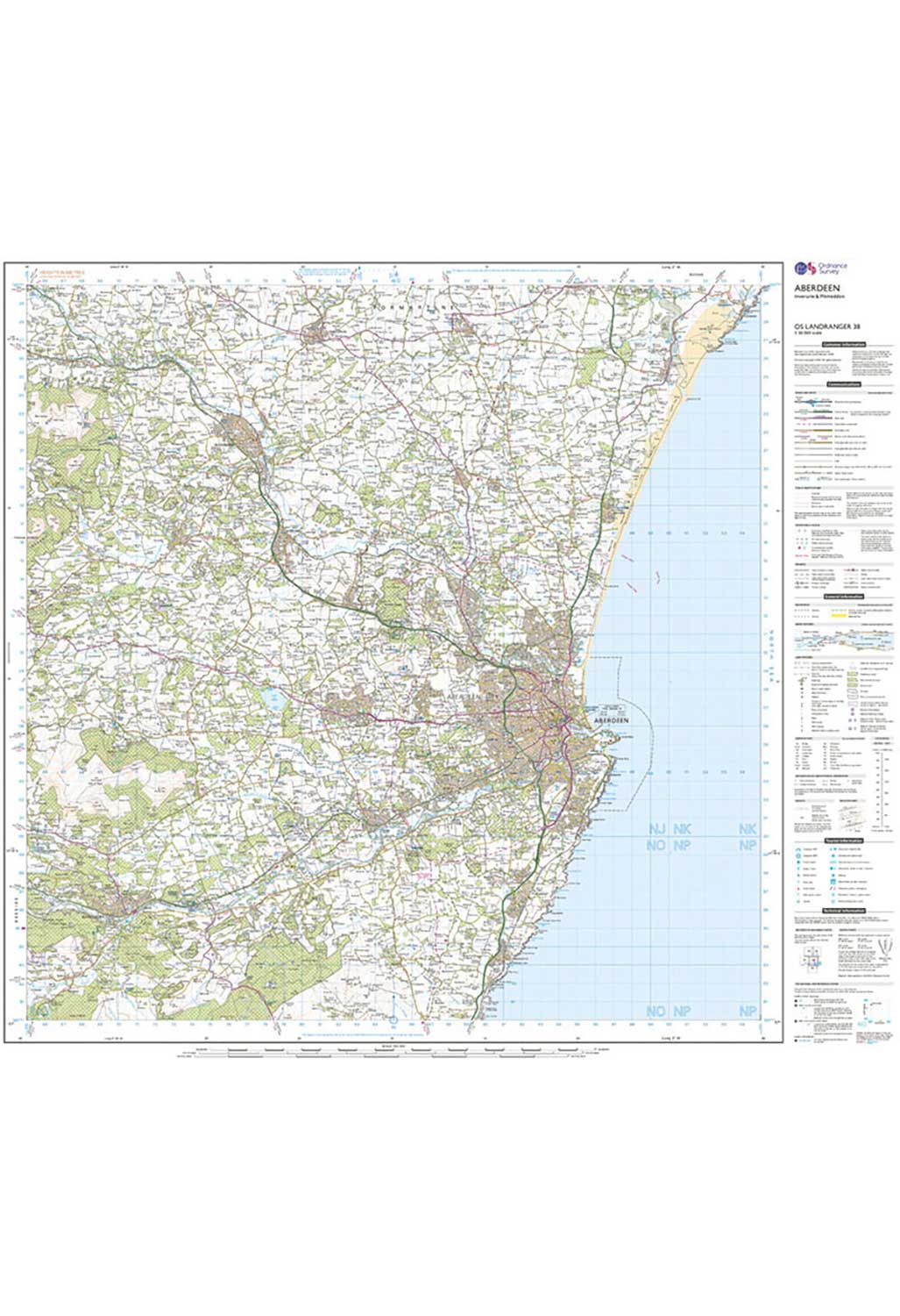 Ordnance Survey Aberdeen, Inverurie & Pitmedden - Landranger 38 Map