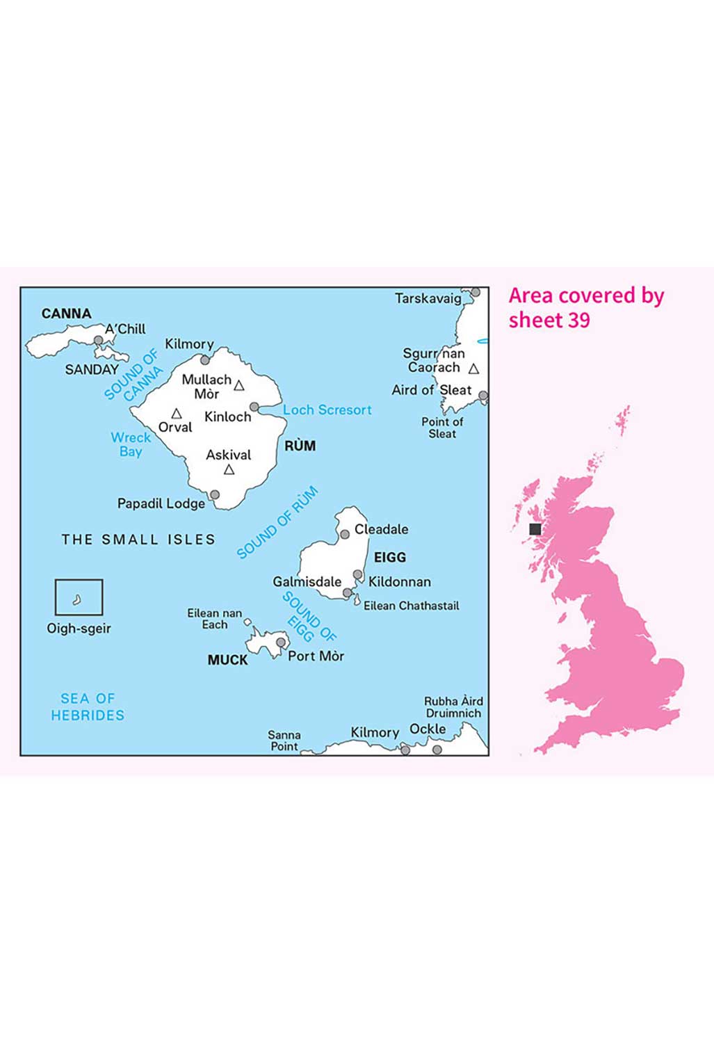 Ordnance Survey Rum, Eigg & Muck - Landranger 39 Map
