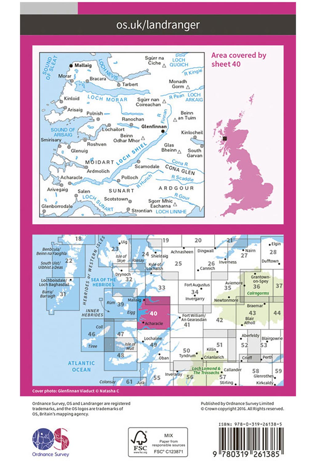 Ordnance Survey Mallaig, Glenfinnan & Loch Shiel - Landranger 40 Map