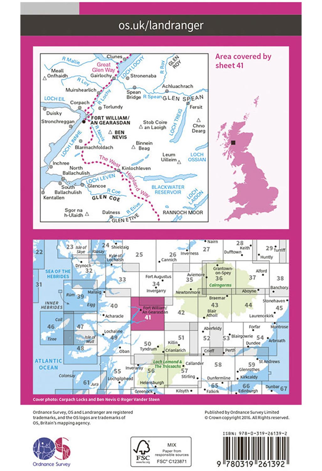 Ordnance Survey Ben Nevis, Fort William & Glen Coe - Landranger 41 Map