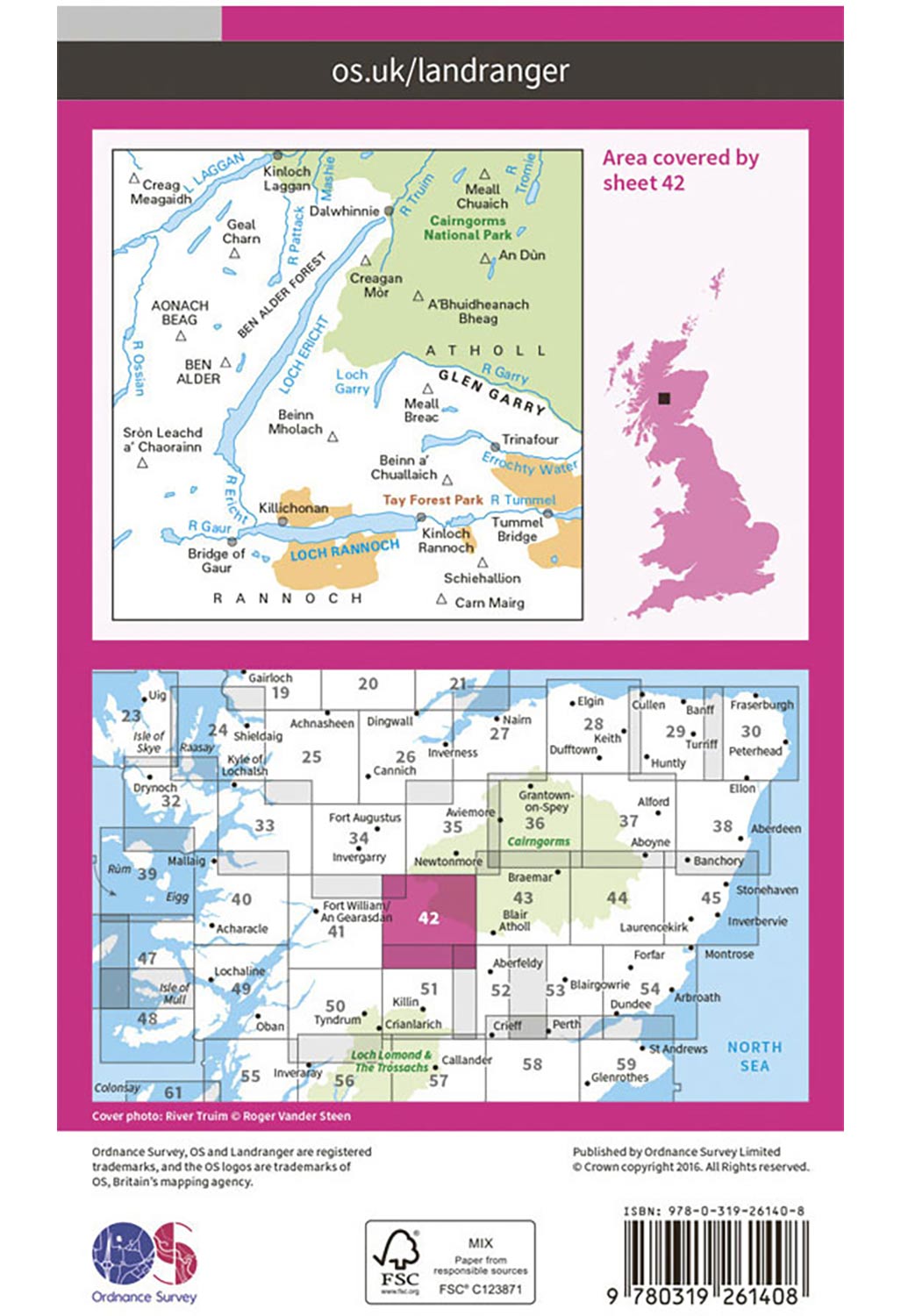 Ordnance Survey Glen Garry & Loch Rannoch - Landranger 42 Map