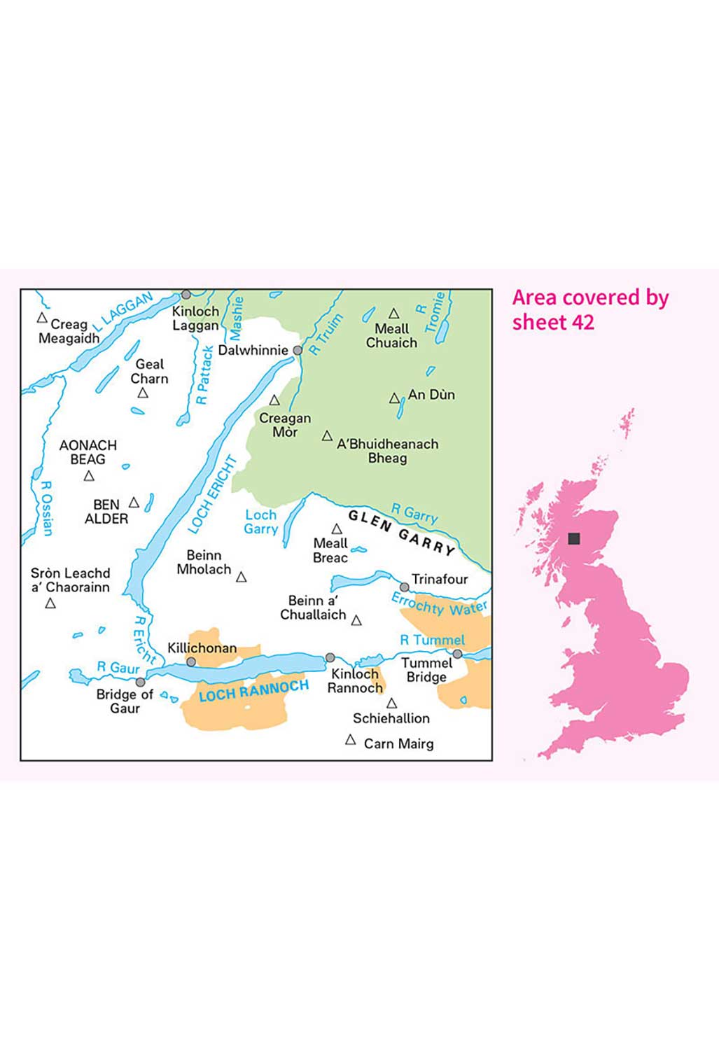 Ordnance Survey Glen Garry & Loch Rannoch - Landranger 42 Map
