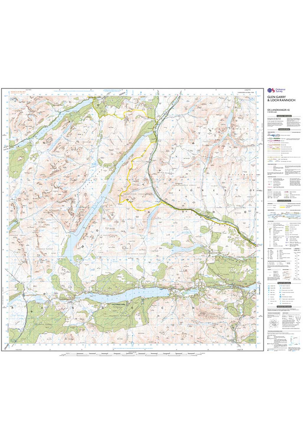 Ordnance Survey Glen Garry & Loch Rannoch - Landranger 42 Map