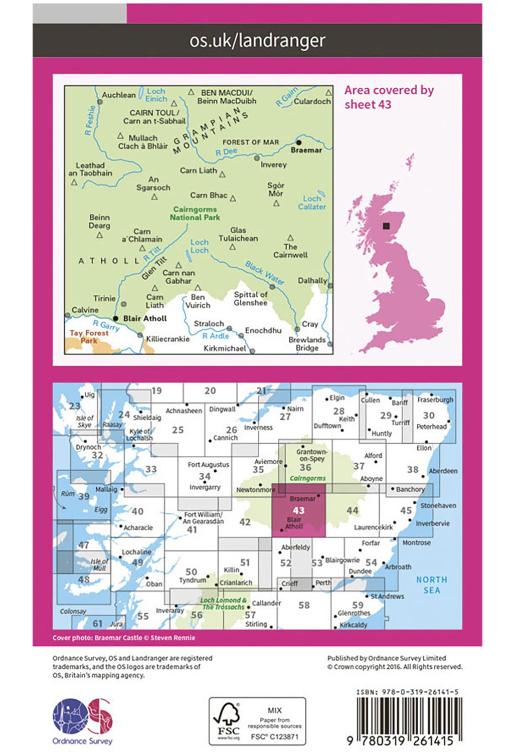 Ordnance Survey Braemar & Blair Atholl - Landranger 43 Map